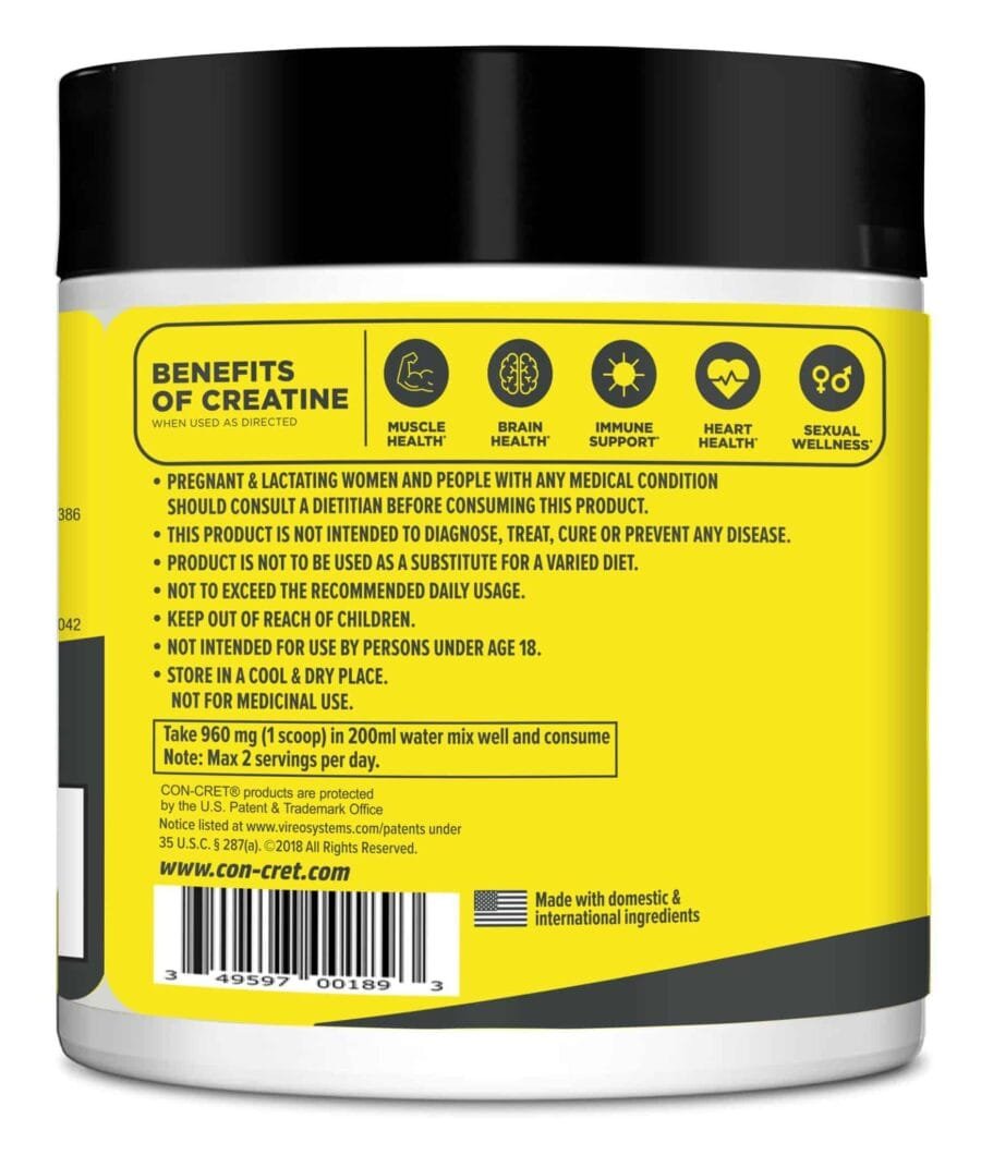 Con-Cret Creatine HCL, High Potency Creatine with Superior Absorption - Image 3