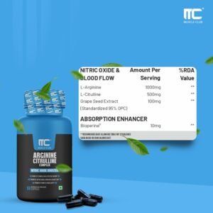Muscle Club Arginine Citrulline Complex - Nitric Oxide Booster with Grape Seed Extract