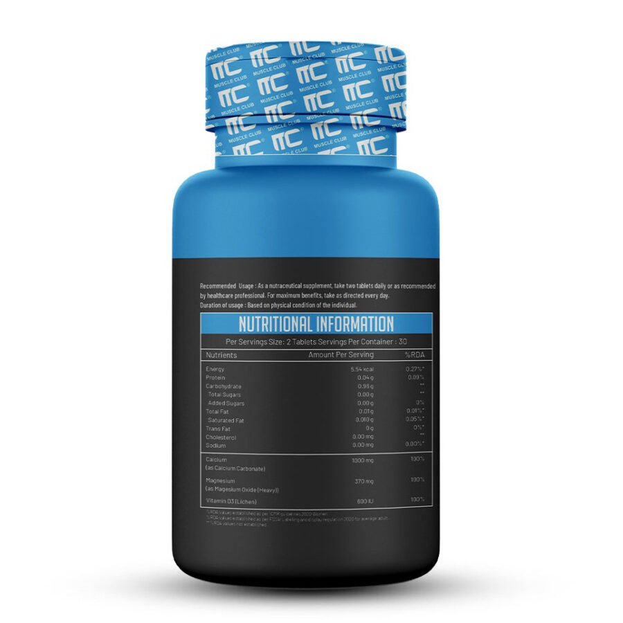 Muscle Club Super Calcium, Magnesium & Vitamin D3 - Bone Health Supplement