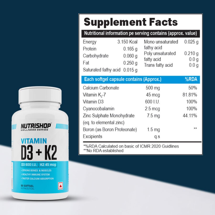 Vitamin D3 K2 Supplement as MK7