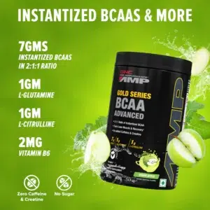 GNC AMP Gold Series BCAA Advanced is a premium intra-workout and post-workout supplement