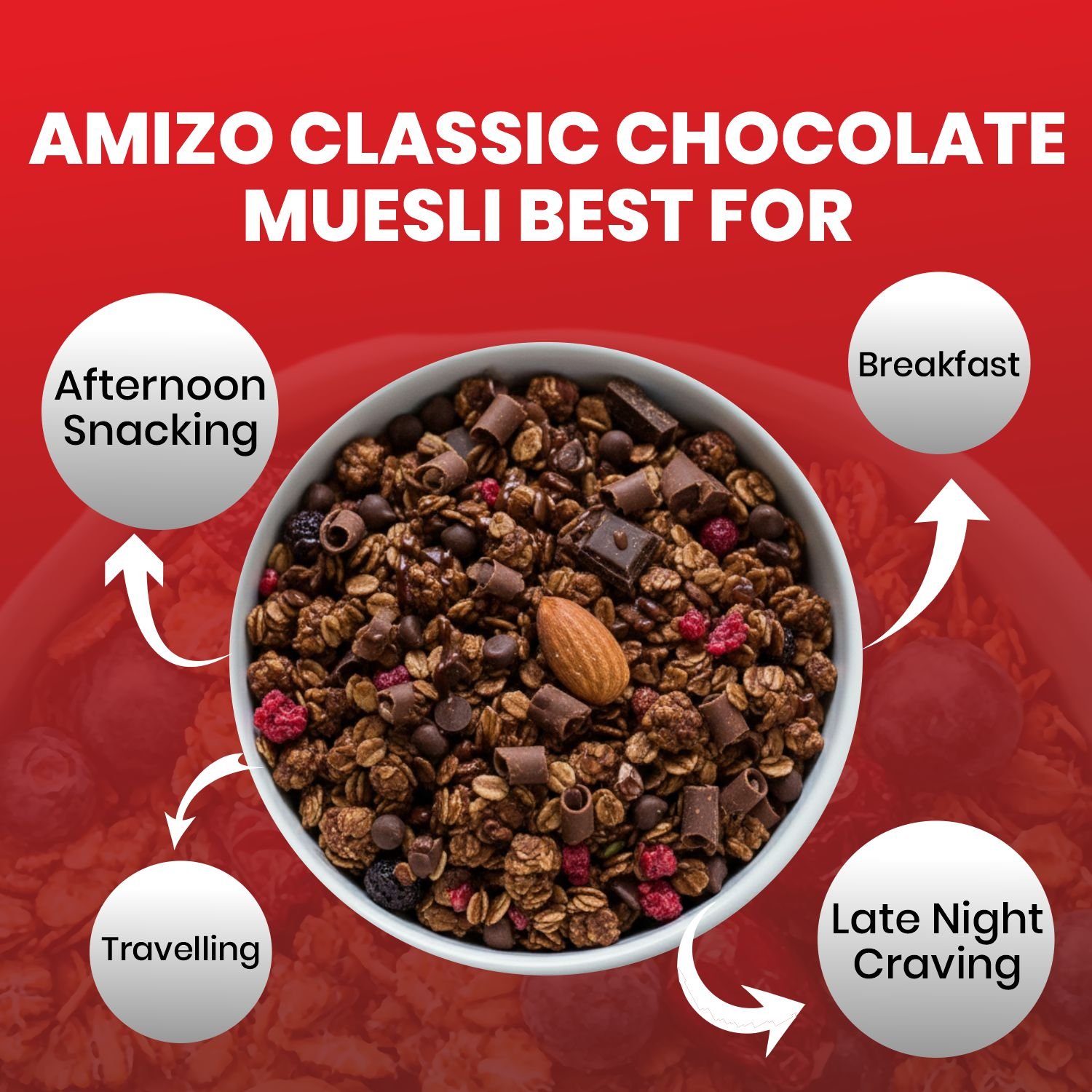 AMIZO High Protein Muesli 750g, 22g Protein per 100g - Image 3
